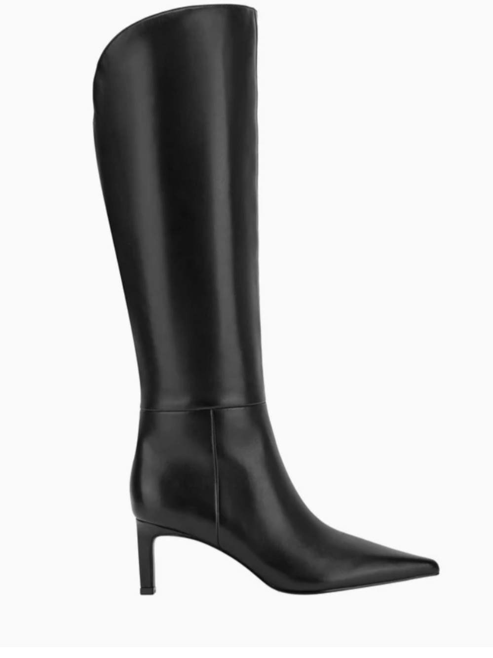 Marc Fisher LTD Esmee Leather Boot Black Pointed Toe Kitten Heel Tall Boots Sz 5